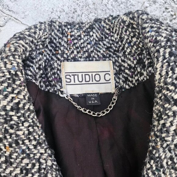 Studio C Women Long Coat Wool Blend Warm Winter Jacket Made in USA Size L - Picture 7 of 14